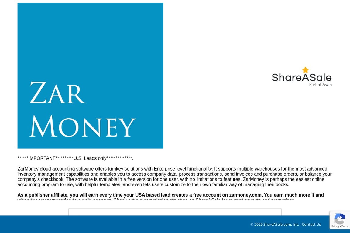 ZarMoney affiliate program signup page