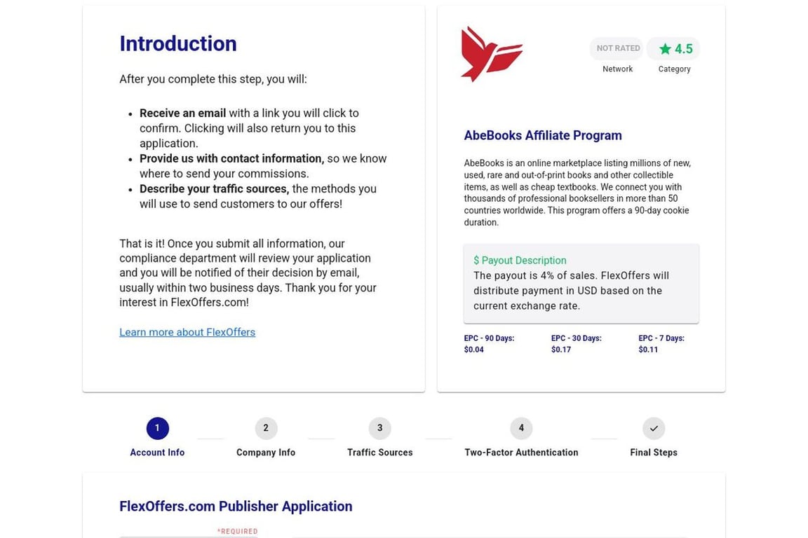 AbeBooks Affiliate Program affiliate program signup page