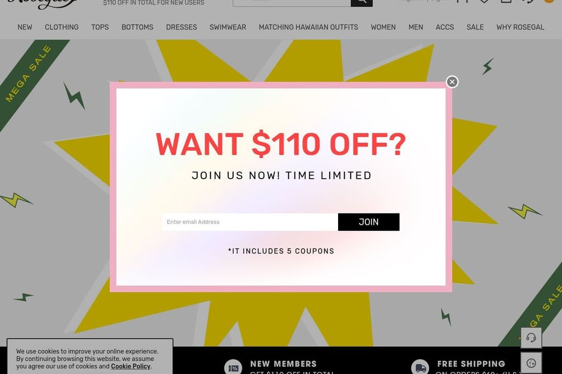 Rosegal homepage