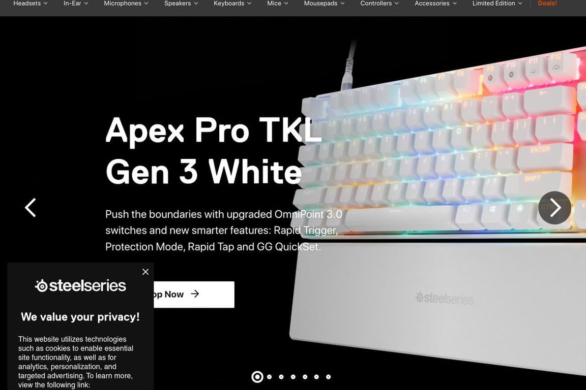 Steelseries homepage