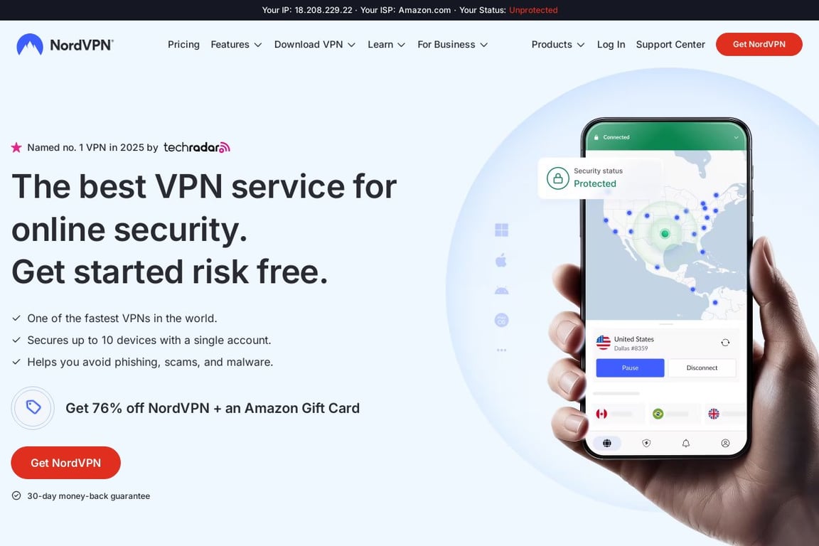 NordVPN homepage