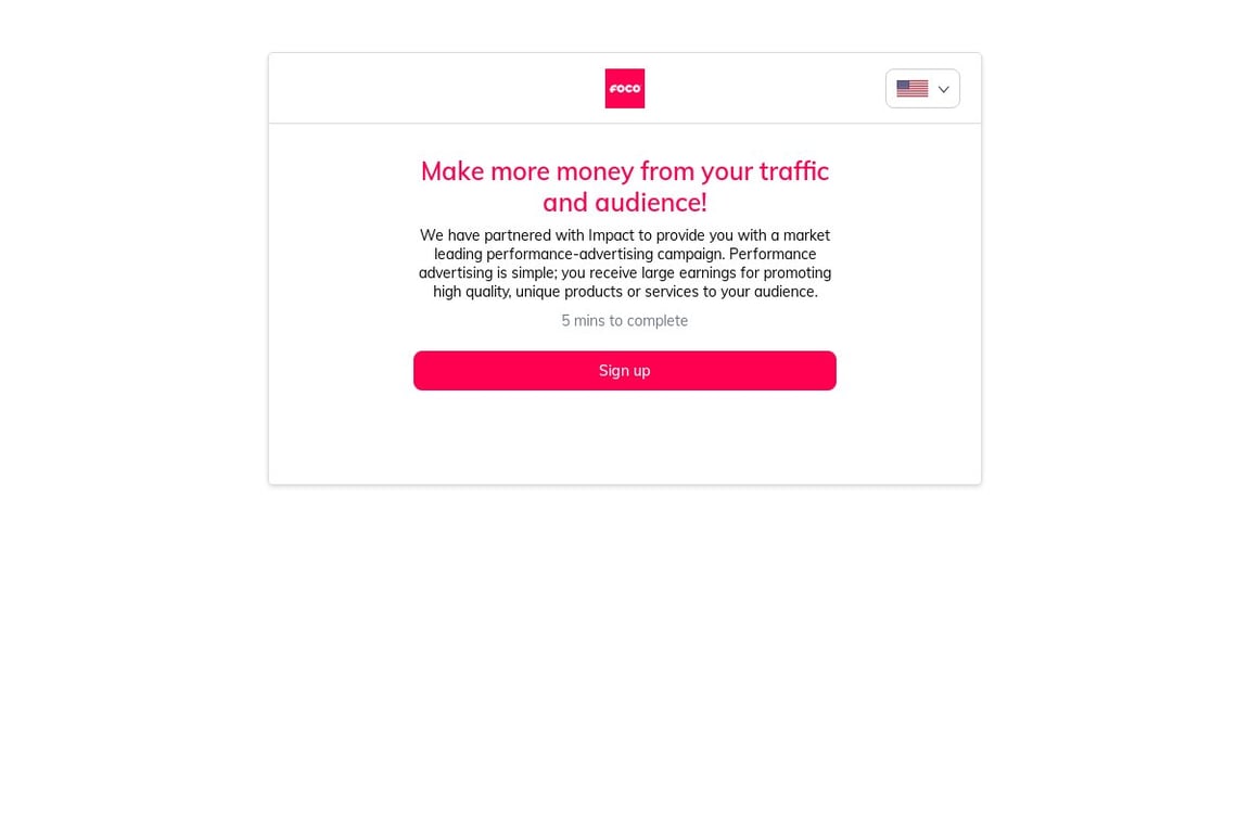 FOCO affiliate program signup page