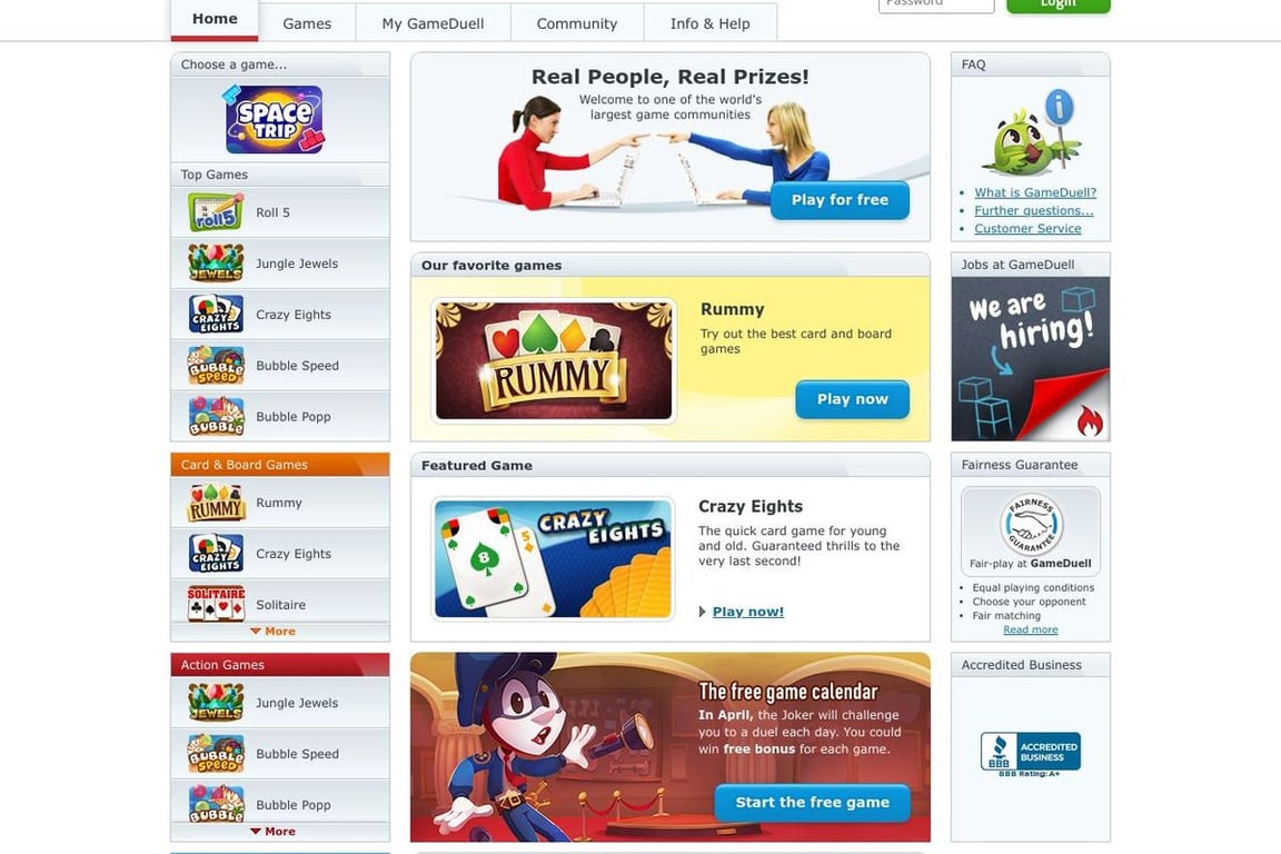 GameDuell homepage
