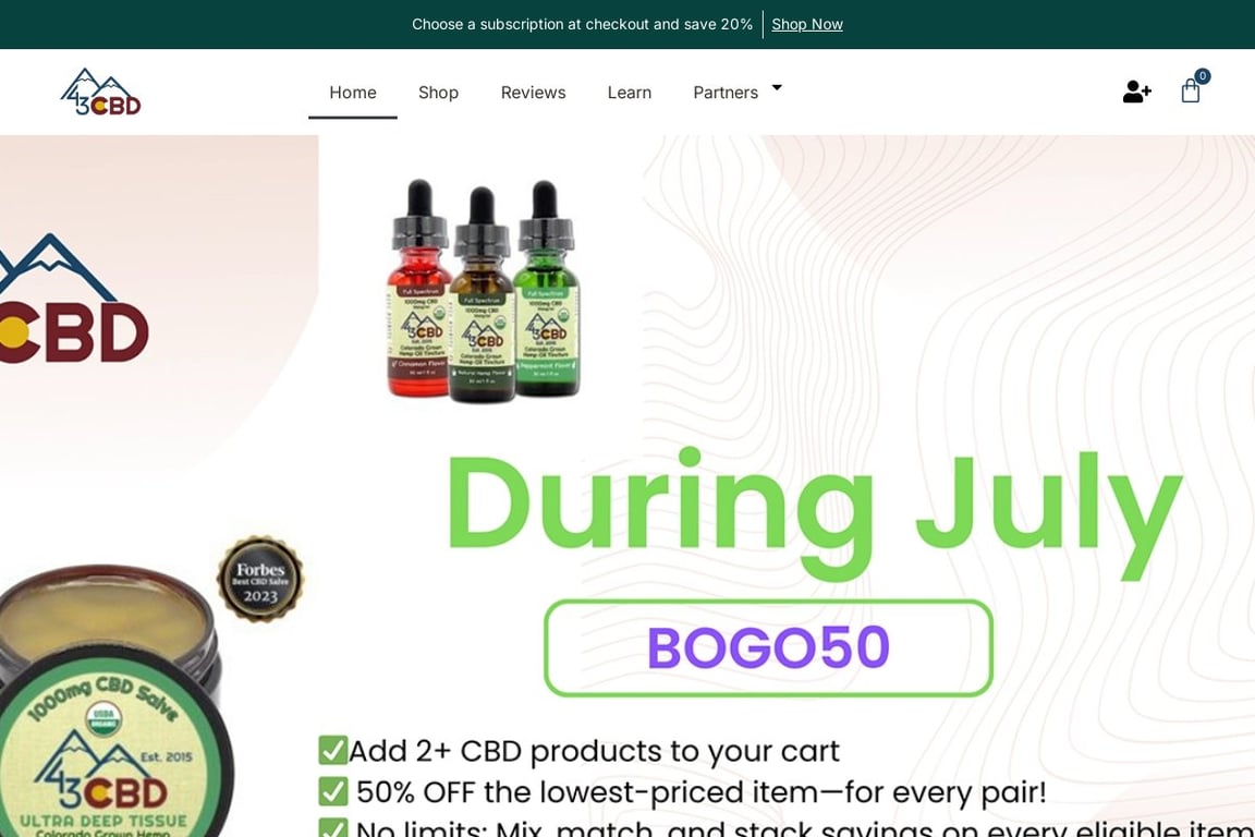 43 CBD Solutions homepage