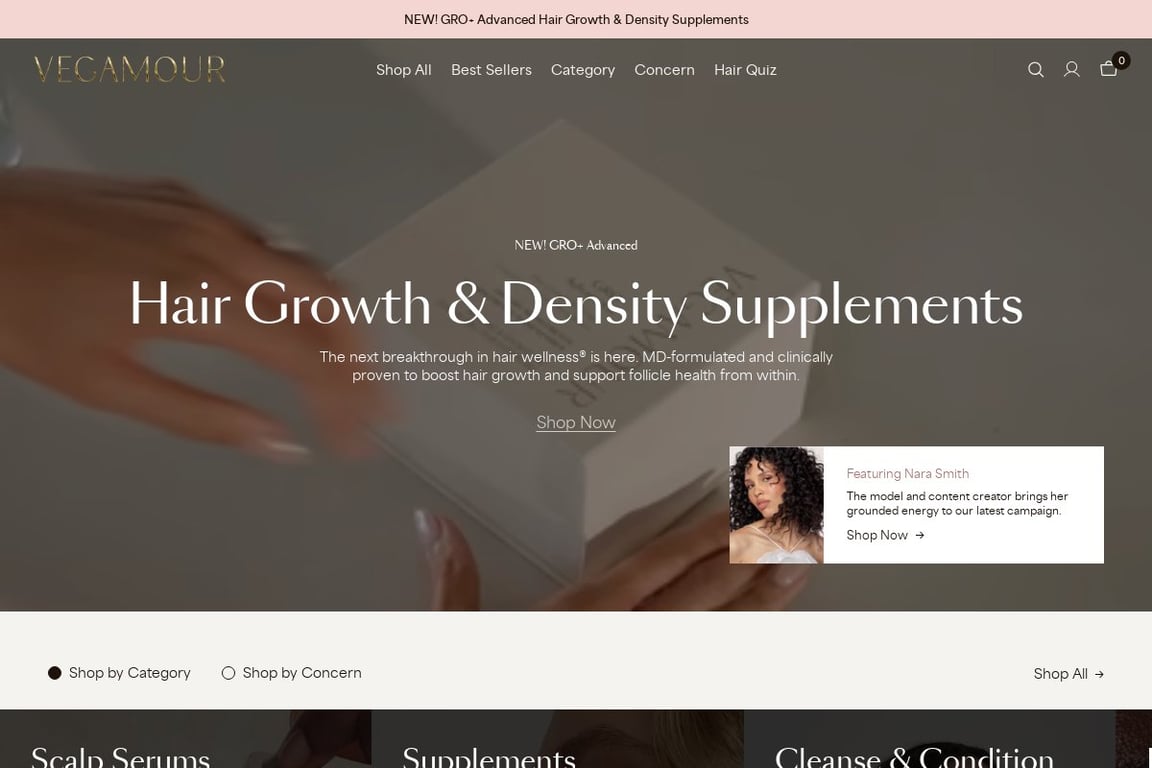 Vegamour homepage