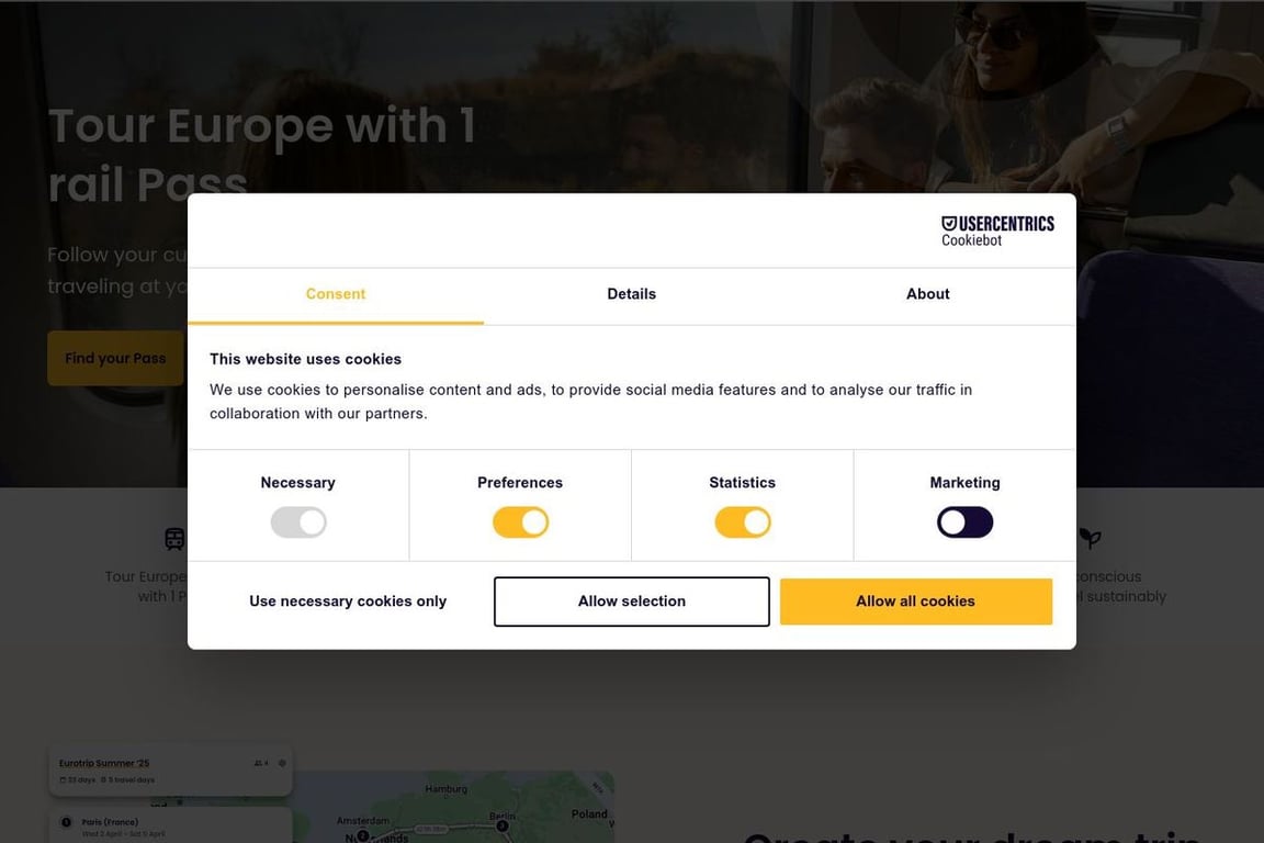 Eurail.com (Global) homepage