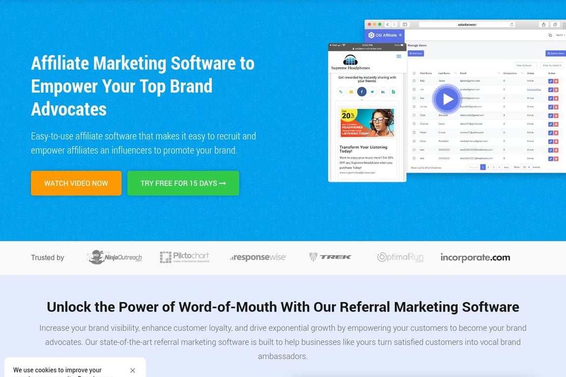 OSI Affiliate Partner homepage