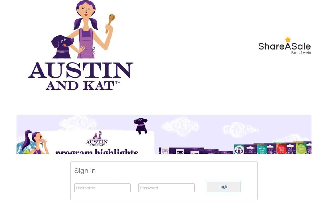 Austin and Kat affiliate program signup page