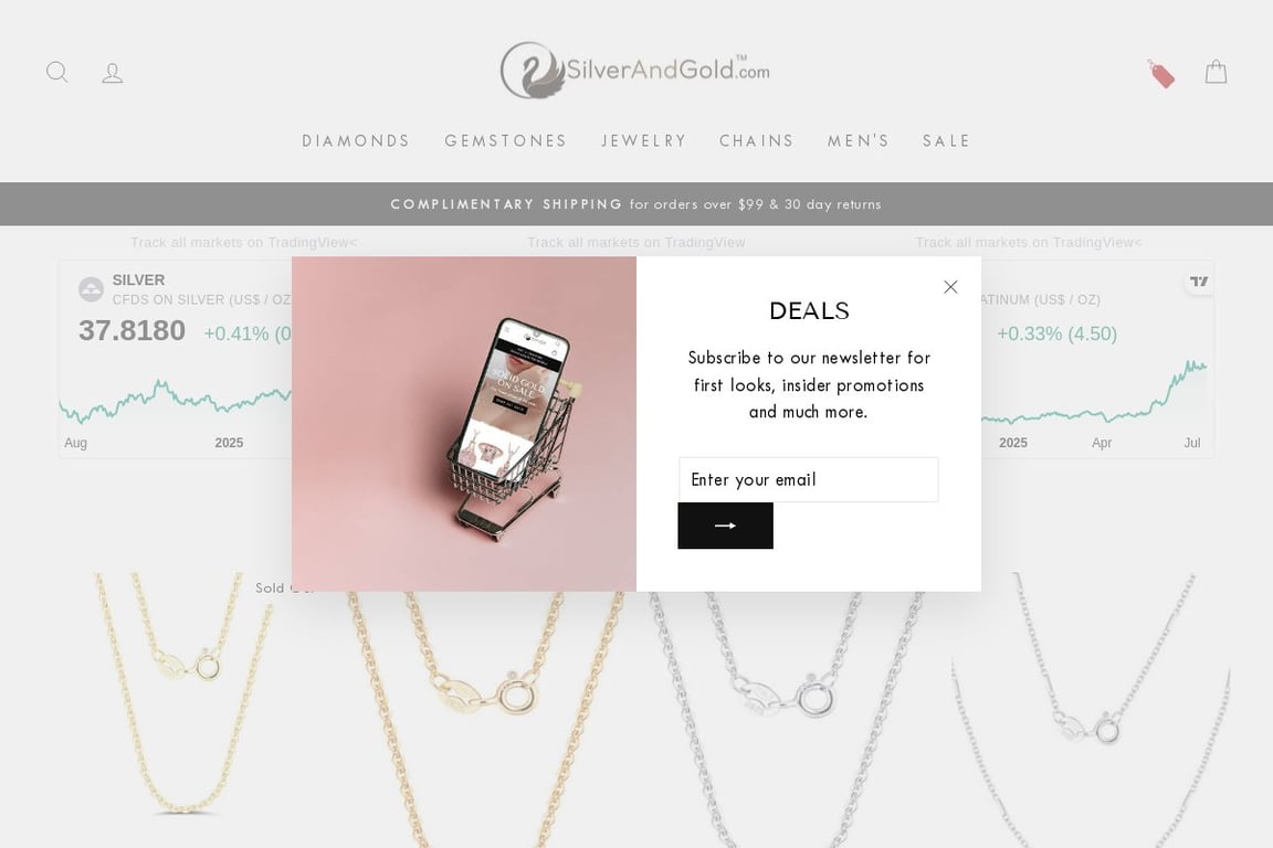 SILVER AND GOLD.COM homepage