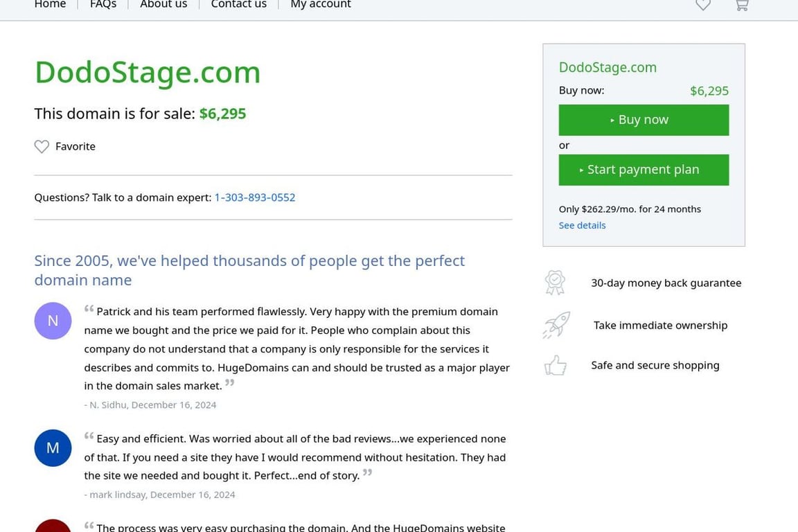 Dodostage homepage