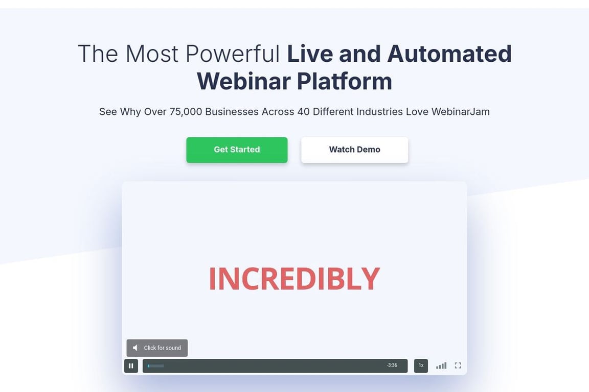 WebinarJam homepage