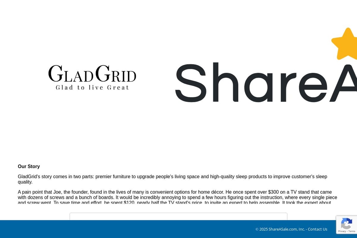 GladGrid affiliate program signup page