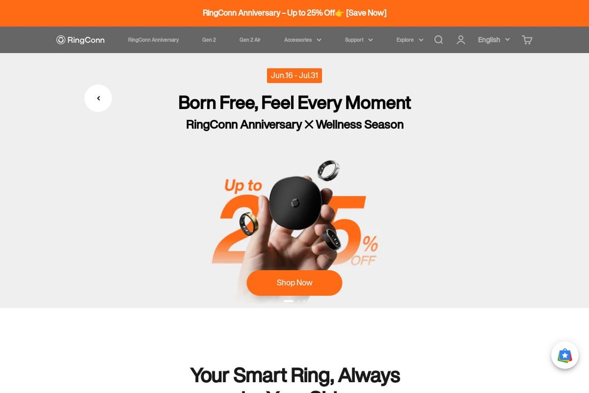 RingConn homepage