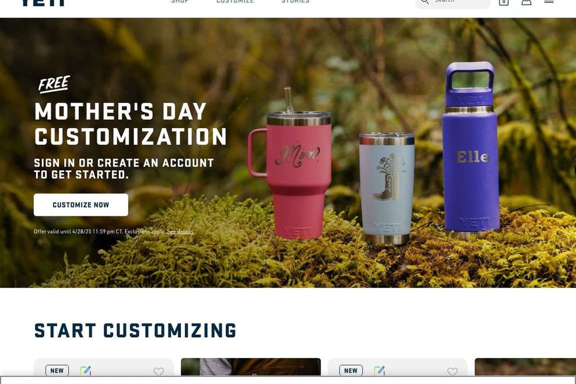 YETI homepage