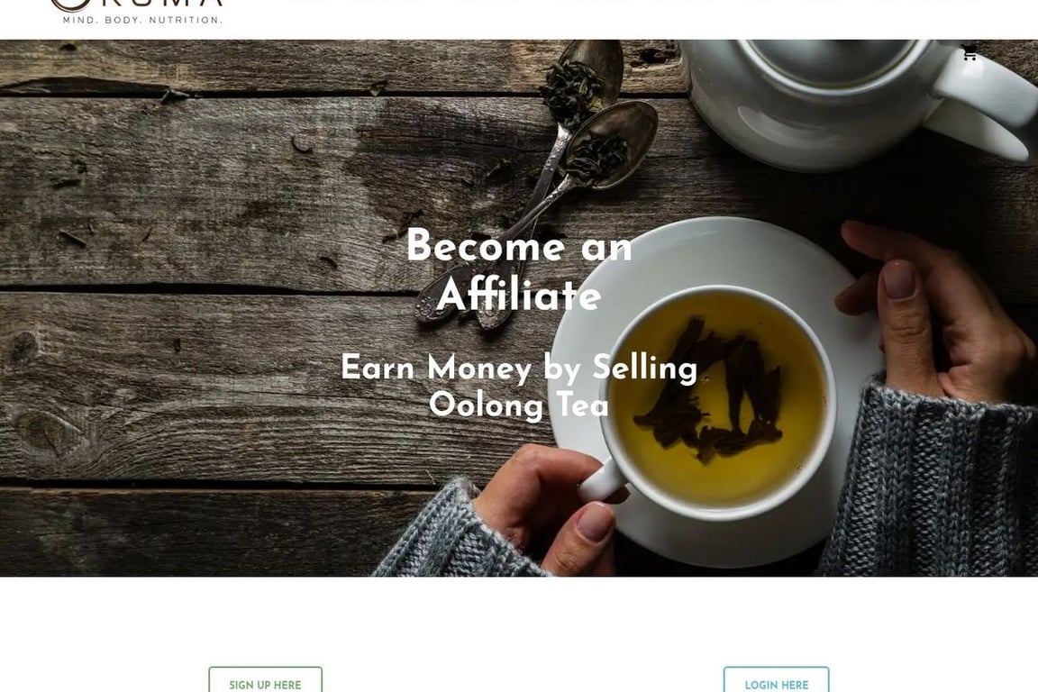 Okuma Nutritionals affiliate program signup page
