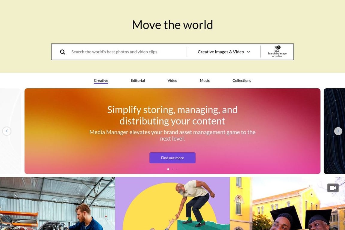 Getty Images homepage