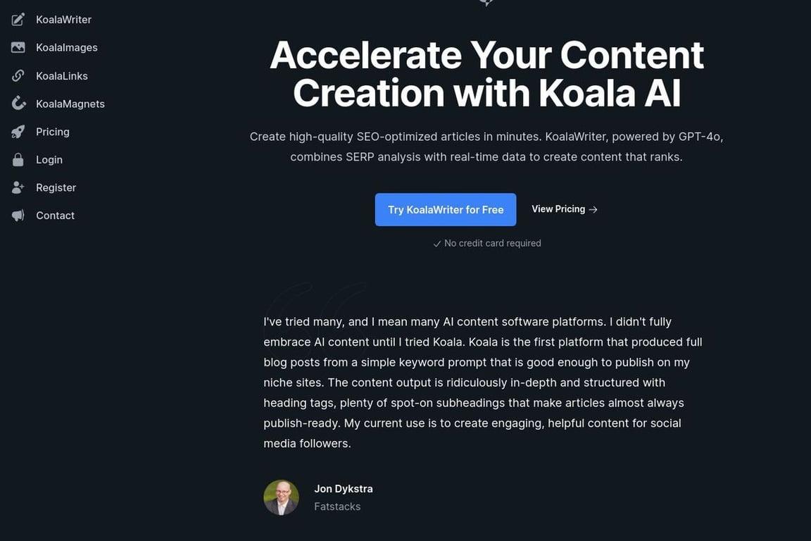 Koala AI homepage
