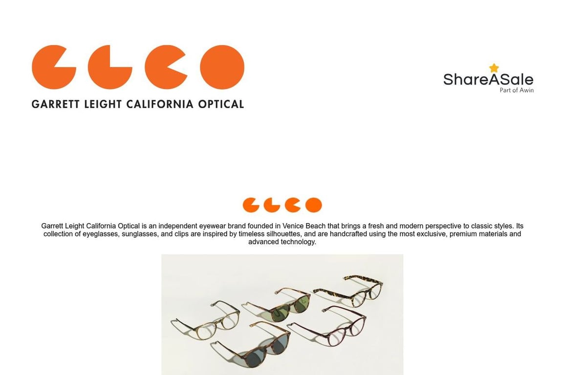 Garrett Leight affiliate program signup page