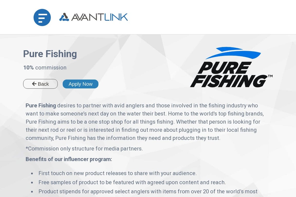 PureFish affiliate program signup page