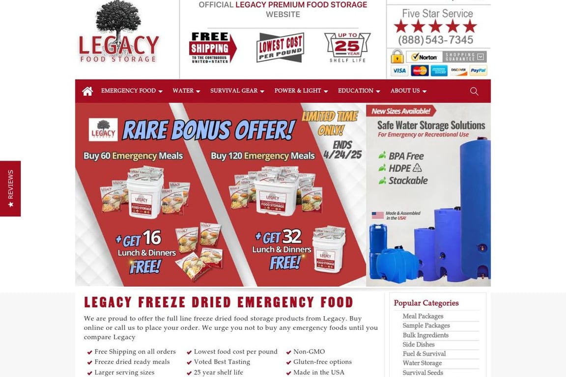 Legacy Food Storage homepage