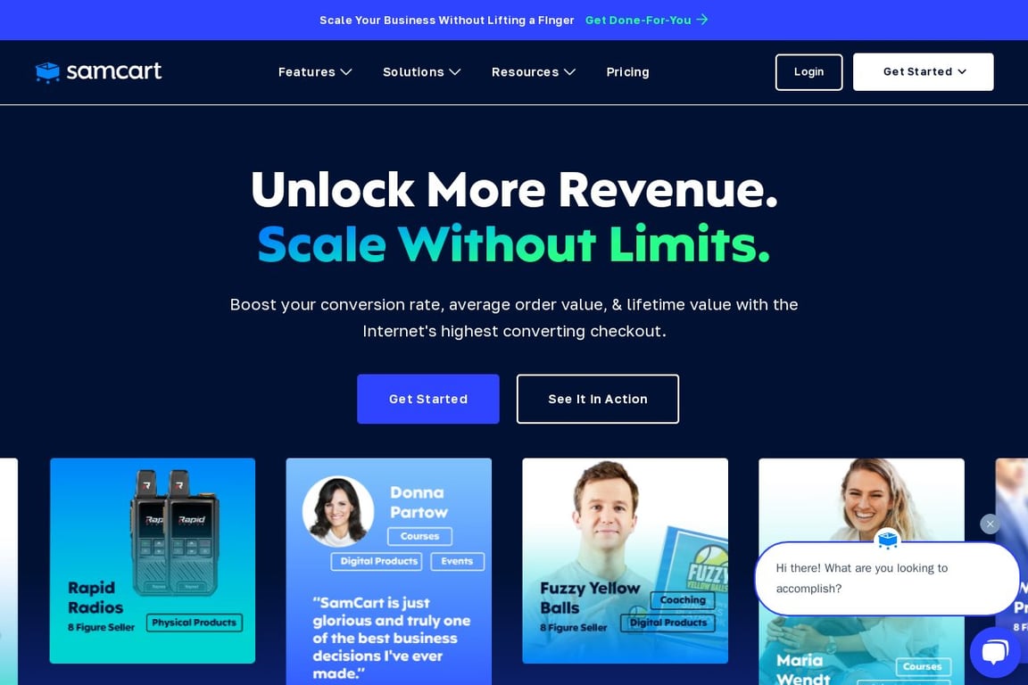 SamCart homepage