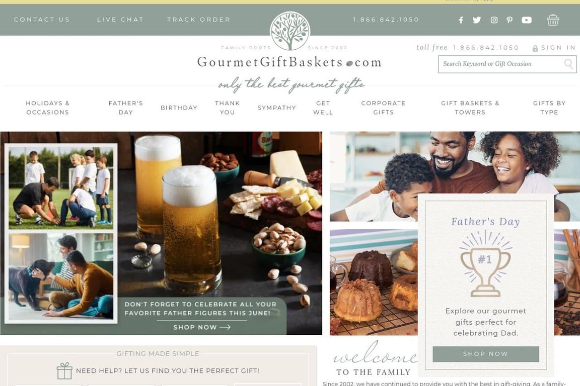 GourmetGiftBaskets.com homepage