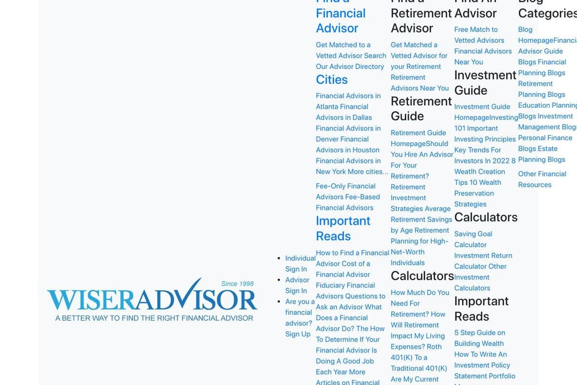 Wiser Advisor homepage