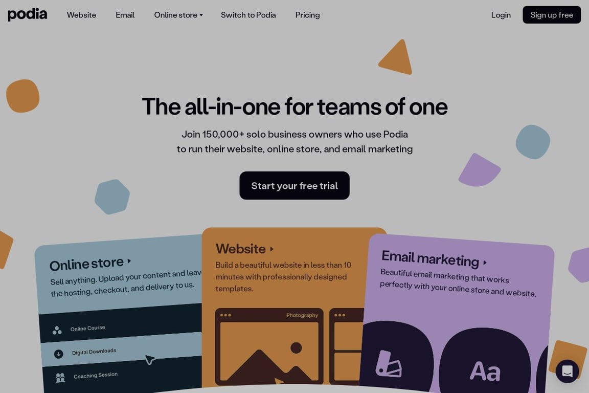 Podia homepage