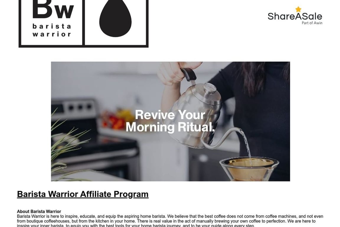 Barista Warrior affiliate program signup page