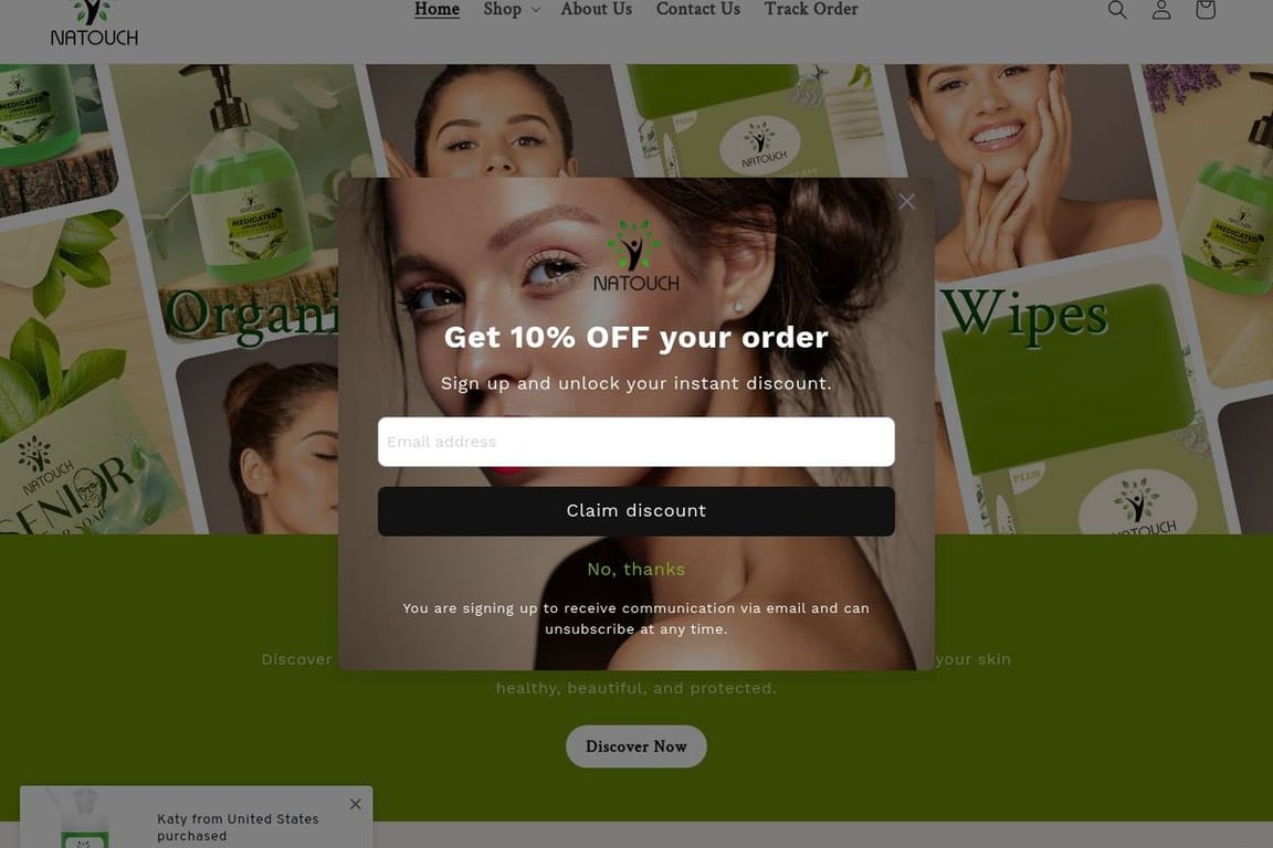 Natouch homepage