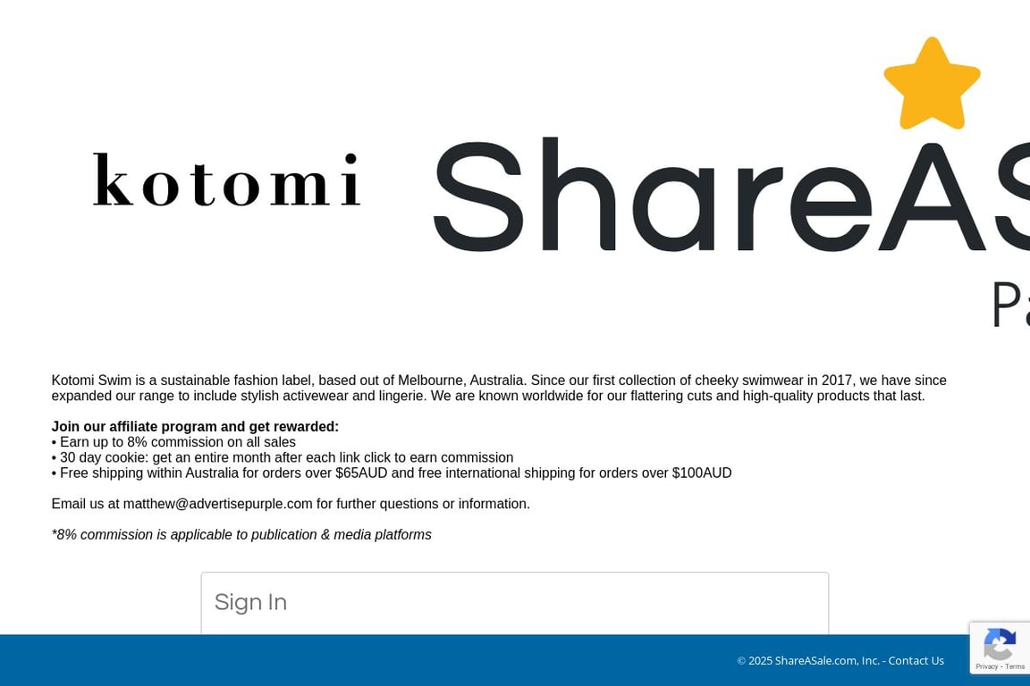 Kotomi affiliate program signup page