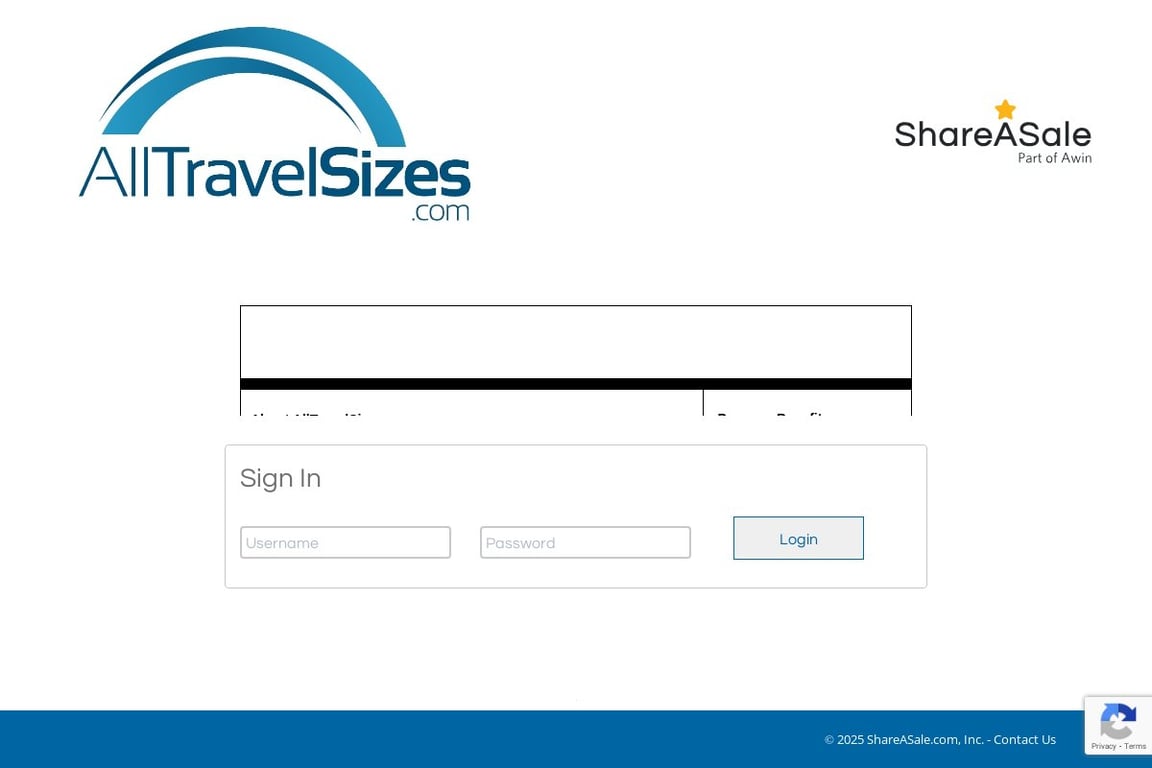 All Travel Sizes affiliate program signup page