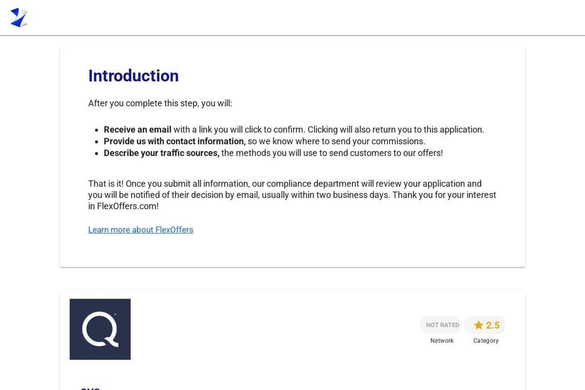 QVC.com affiliate program signup page