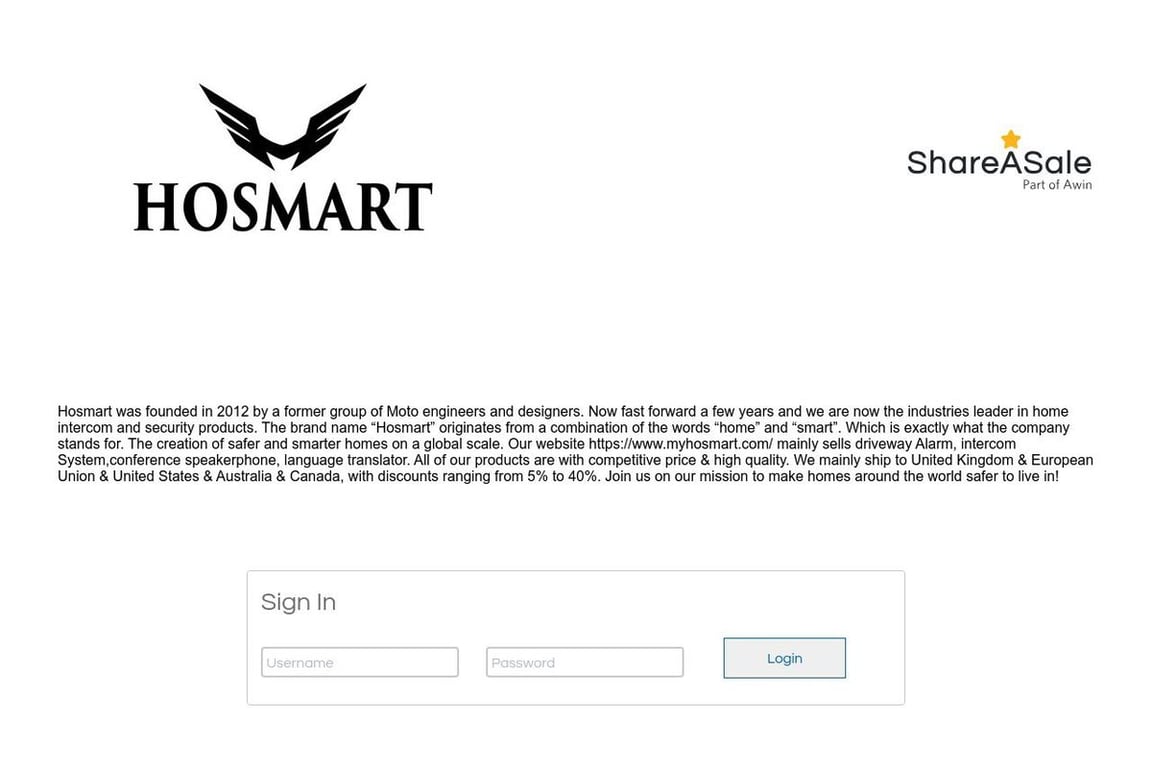 Hosmart affiliate program signup page