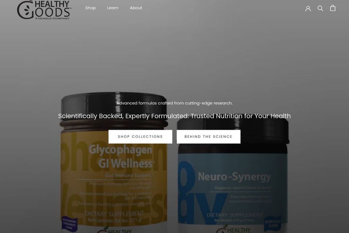 Healthy Goods homepage