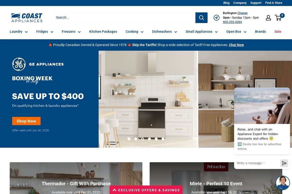Coast Appliances homepage