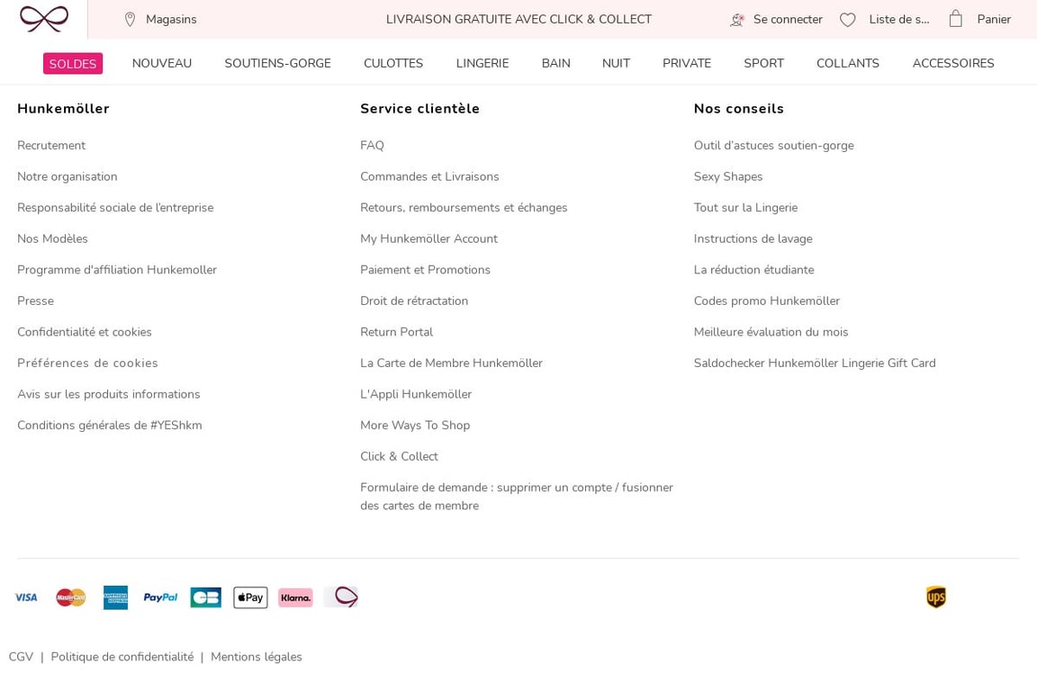 Hunkemoller FR homepage
