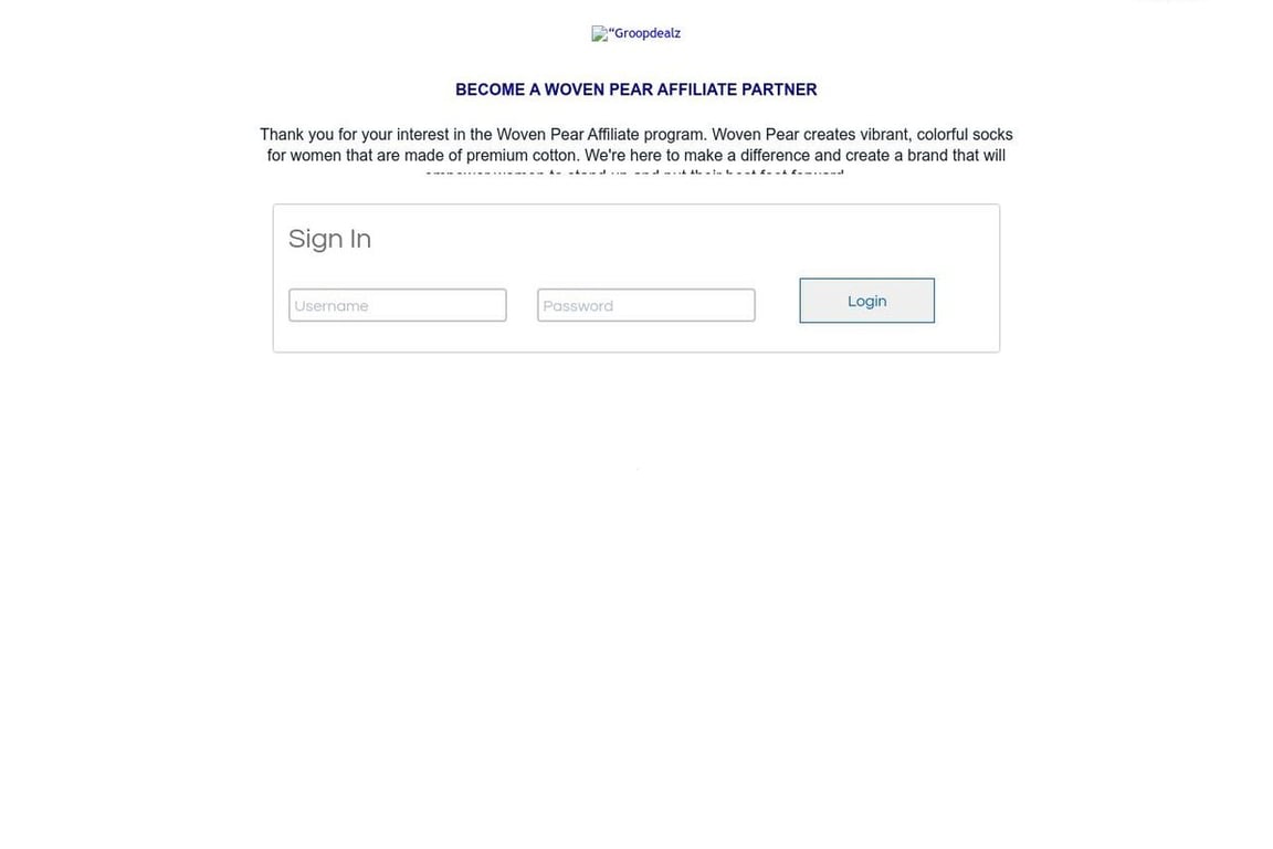 Woven Pear affiliate program signup page