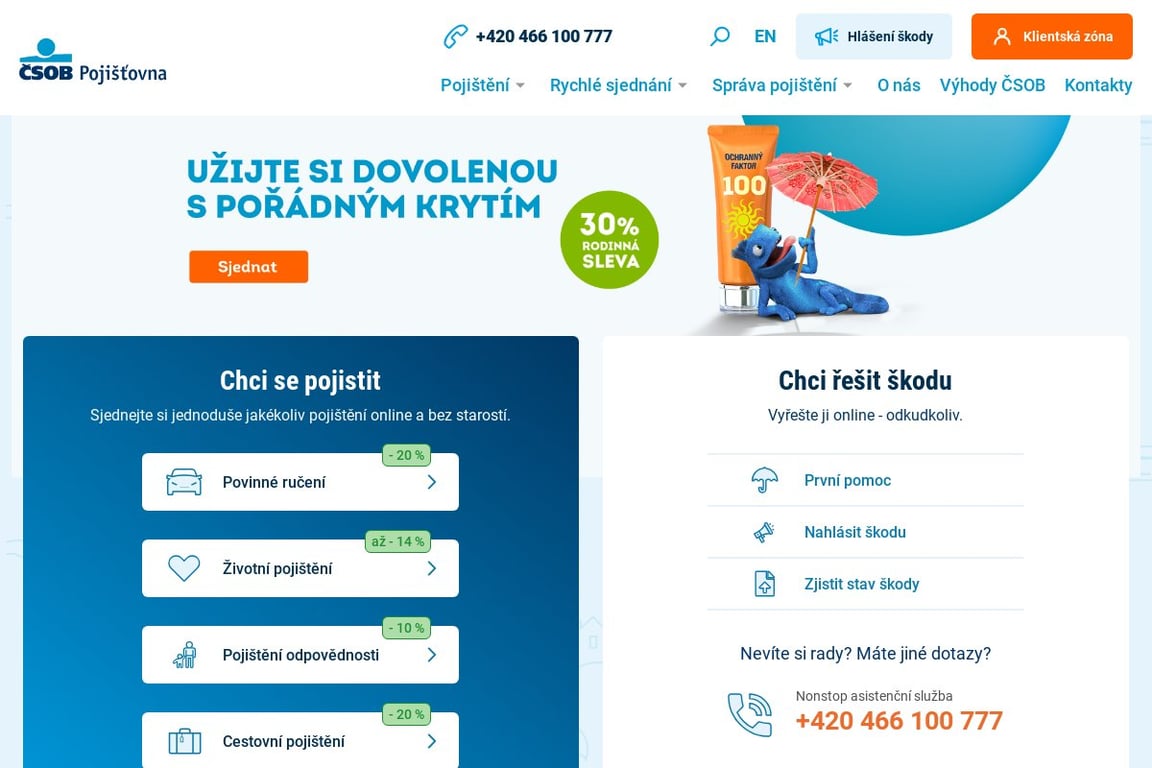 CSOB Pojistovna homepage