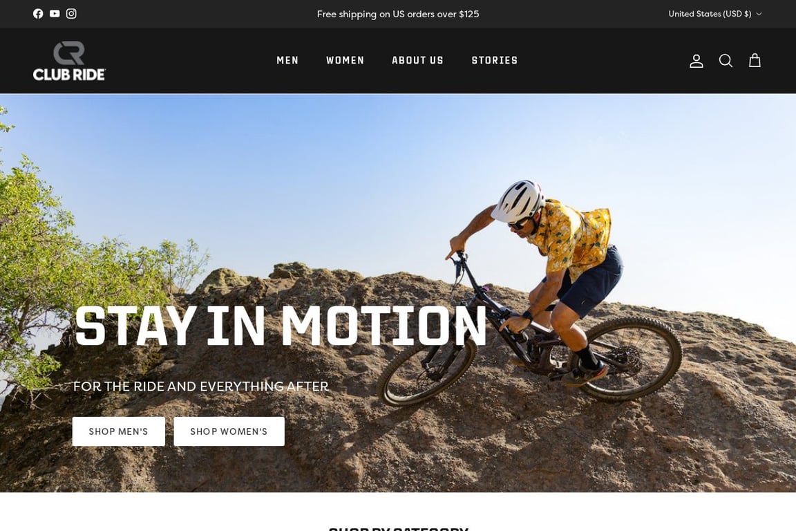 Club Ride Apparel homepage