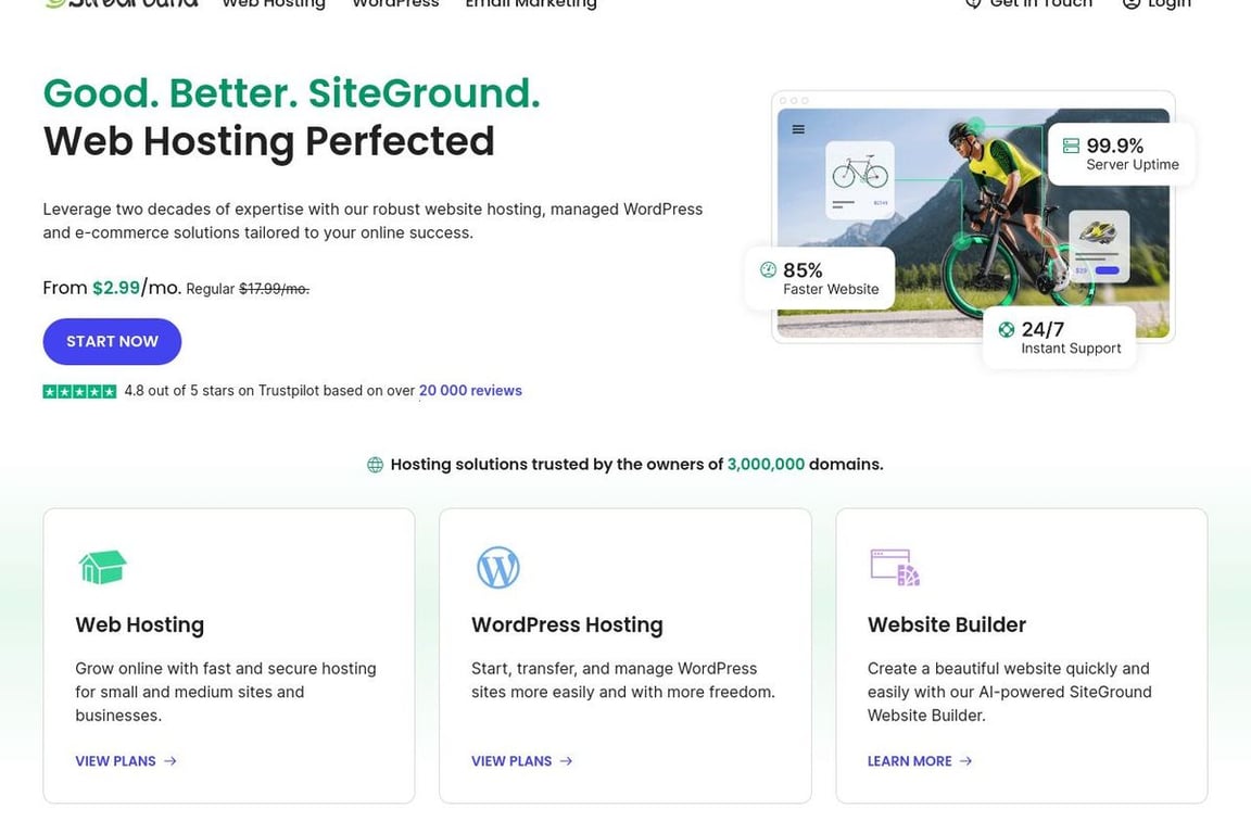 SiteGround homepage