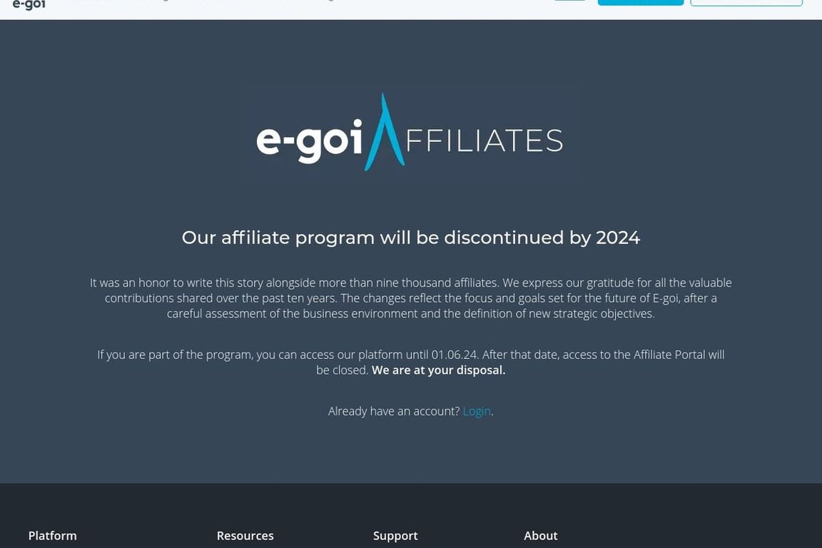E-goi affiliate program signup page
