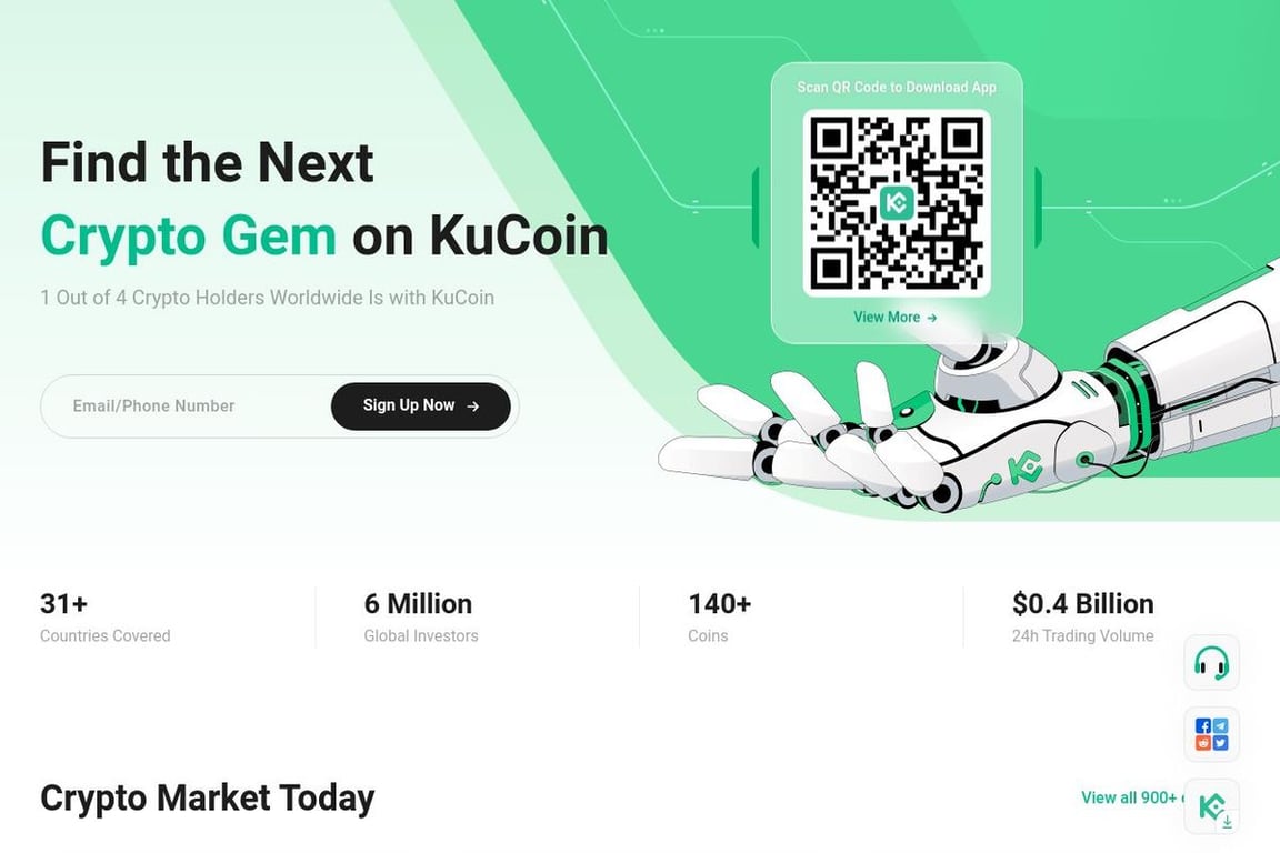 KuCoin homepage