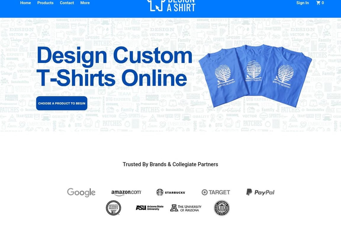 DesignAShirt homepage