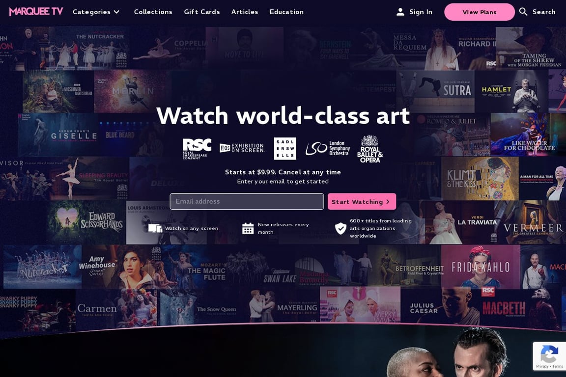 Marquee TV homepage