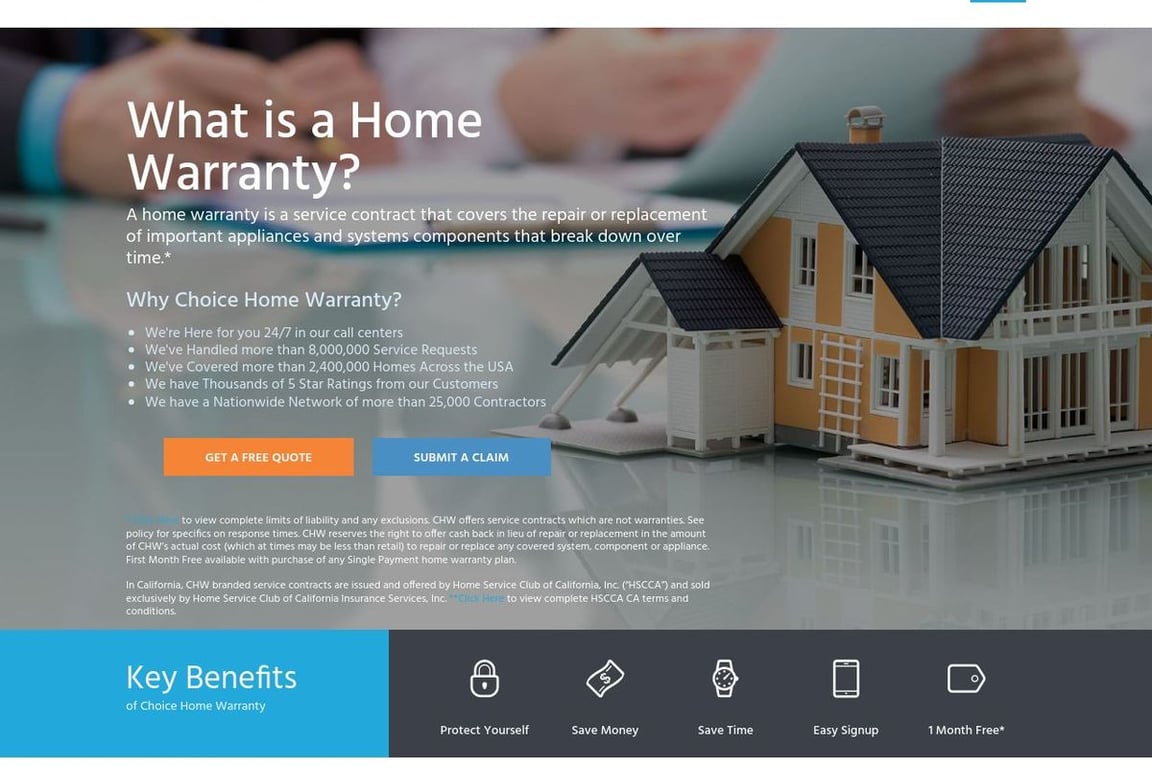 Choice Home Warranty homepage