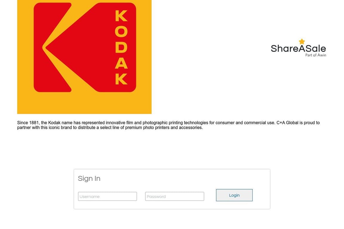 Kodak Photo Plus affiliate program signup page