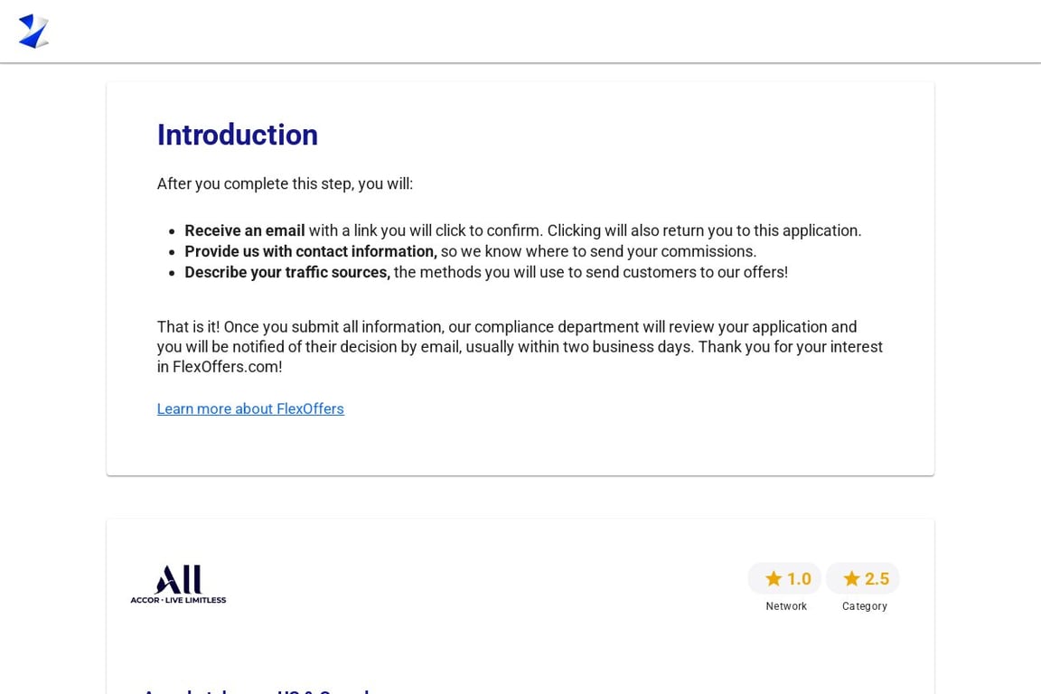 Accorhotels.com US & Canada affiliate program signup page