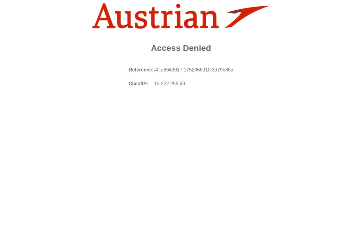 Austrian Airlines homepage