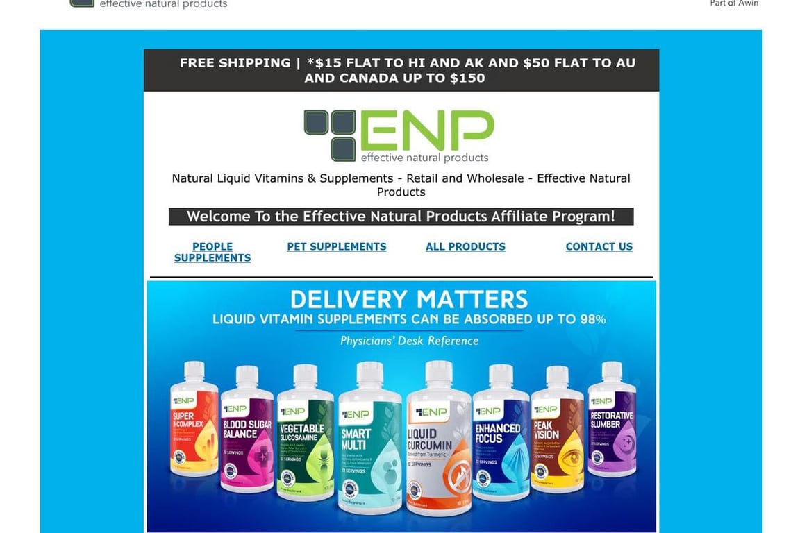Effective Natural Products affiliate program signup page